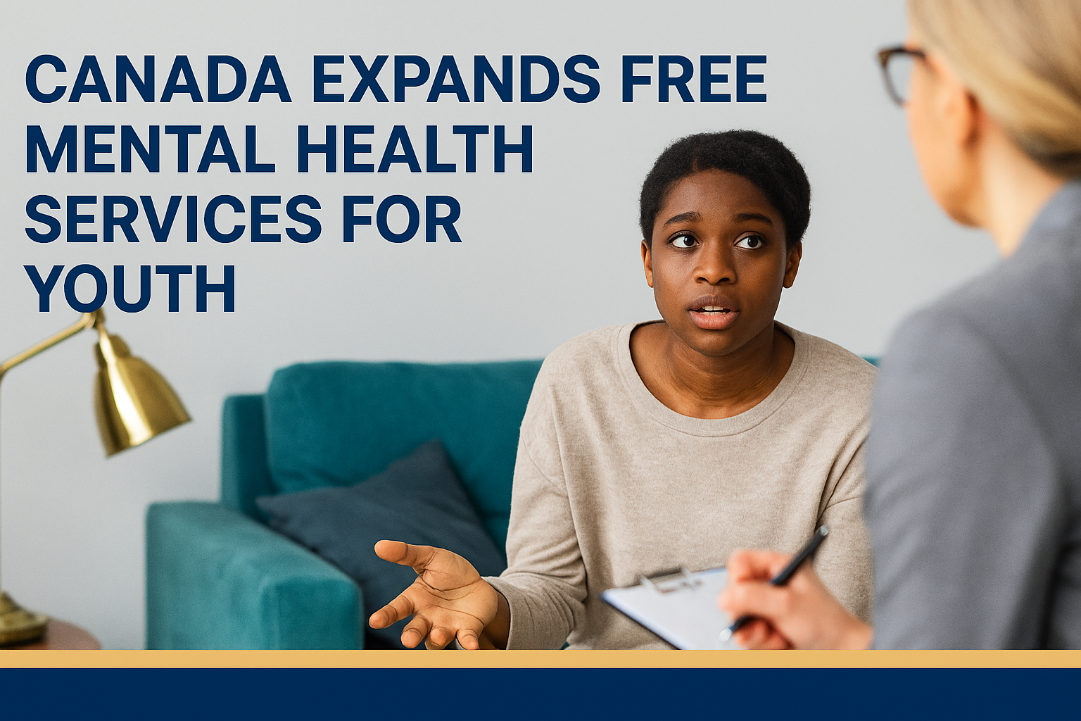 Banner showing a counselor and a young woman in a mental health session, promoting Canada youth mental health services in 2025.