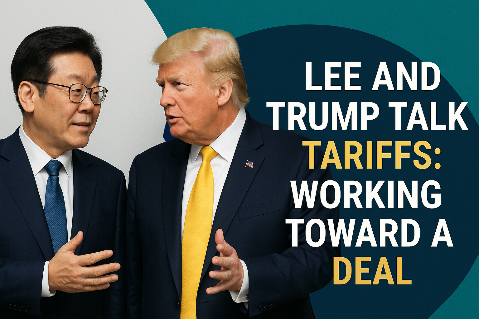 South Korea US tariff deal discussed by Lee Jae-myung and Donald Trump, representing ongoing tariff negotiations between South Korea and the United States.
