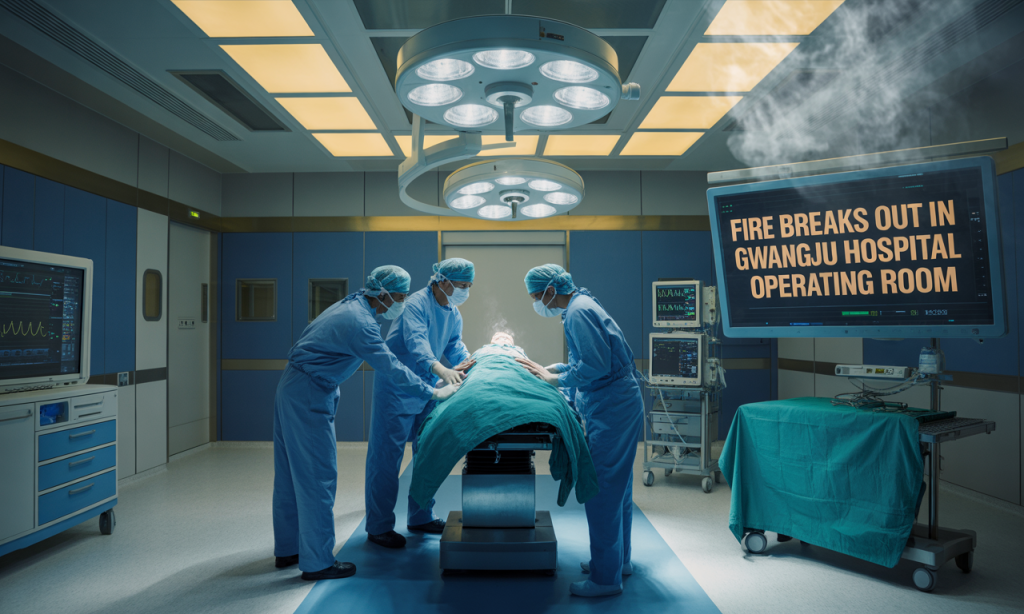 Fire breaks out in Gwangju hospital operating room — emergency response in South Korea medical facility.