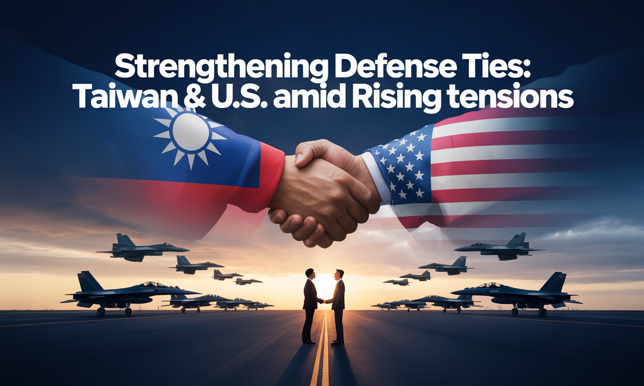 Banner image for “Taiwan strengthens defense ties with U.S.” featuring Taiwan and U.S. flags, handshake, and military jets.