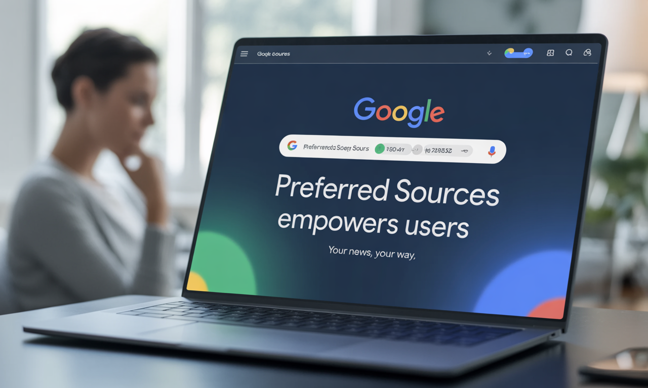 Wide banner image of Google preferred sources feature giving users control over news.