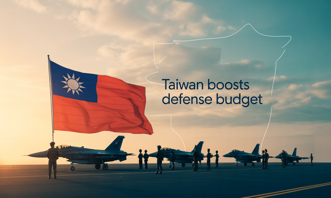 Banner image with fighter jets and Taiwan flag, title text “Taiwan Boosts Defense Budget.”