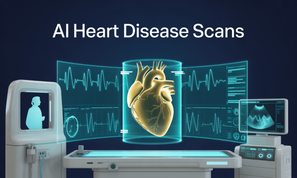 AI Heart Disease Scans showing digital heart imaging powered by artificial intelligence.