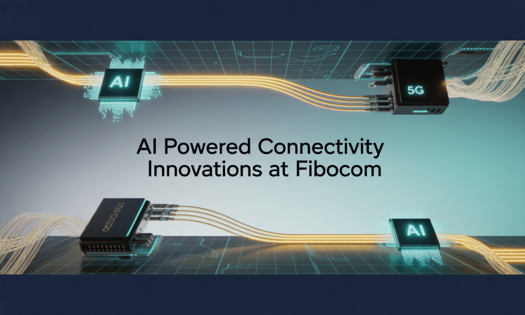 Wide banner showing 5G and AI technology network visuals illustrating AI powered connectivity innovations at Fibocom.