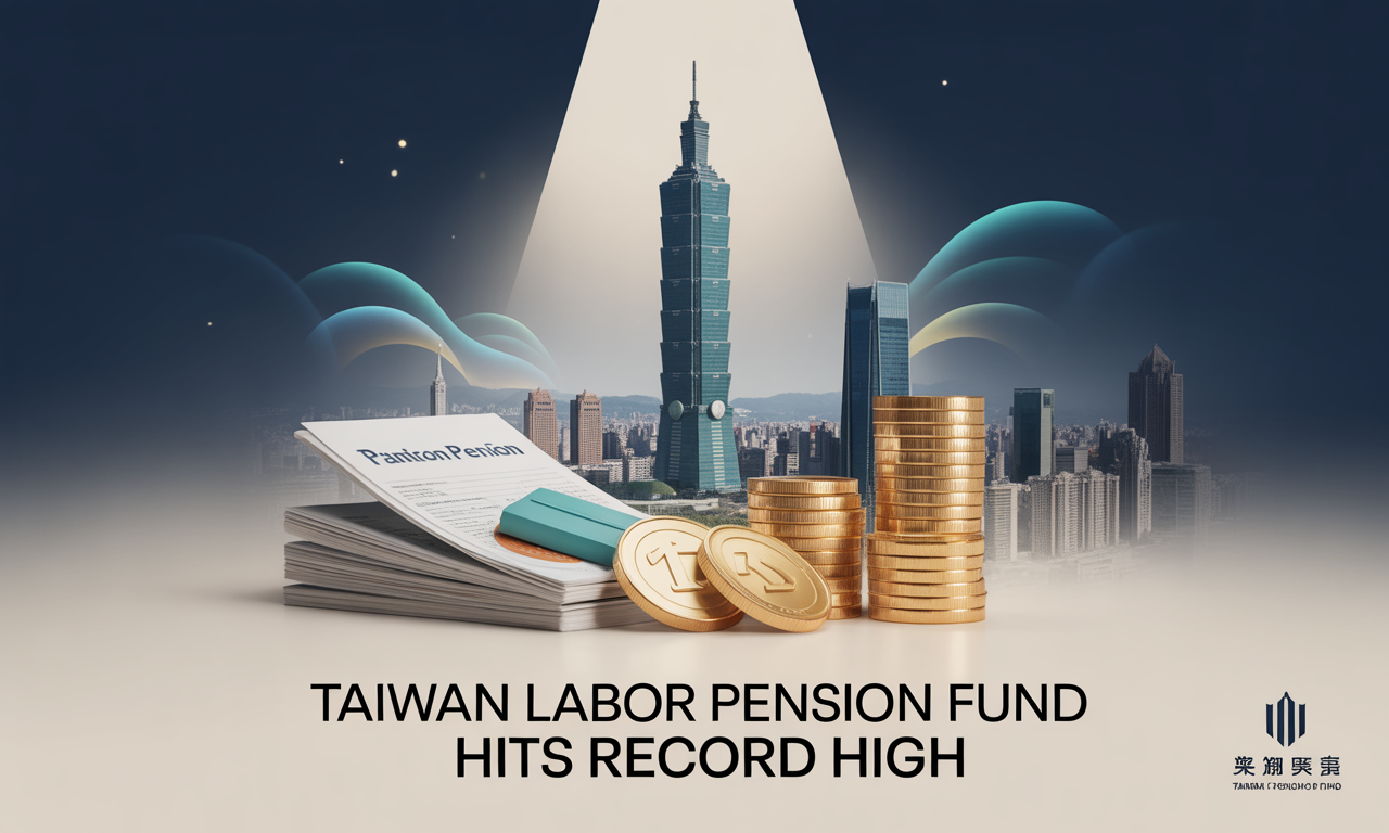 Wide banner of Taipei 101 and pension imagery with the title “Taiwan Labor Pension Fund Hits Record High.”