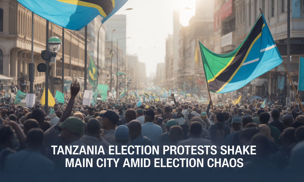 Tanzania election protests in Dar es Salaam with citizens rallying amid political unrest.