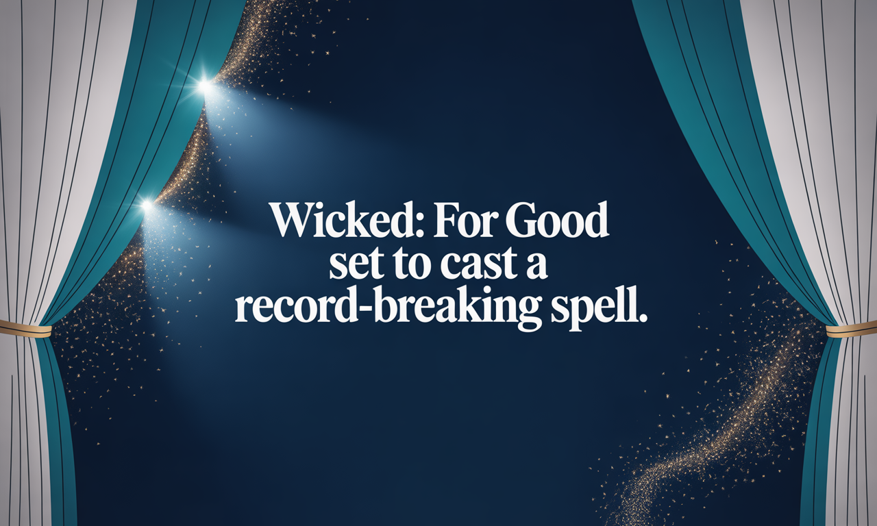 Banner image for Wicked For Good box office showing cinematic lights and gold highlights.