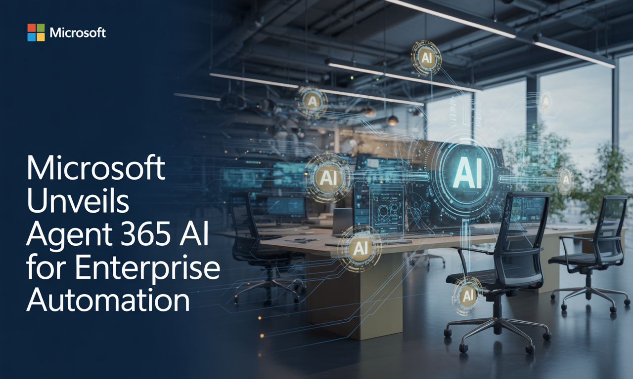 A high-tech business banner showing digital networks symbolizing Agent 365 AI enterprise automation.