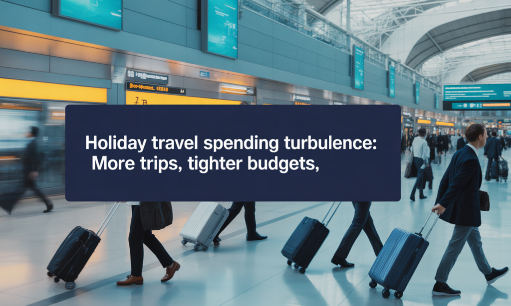 Holiday travel spending turbulence shown by crowded airport travel with cautious consumer spending