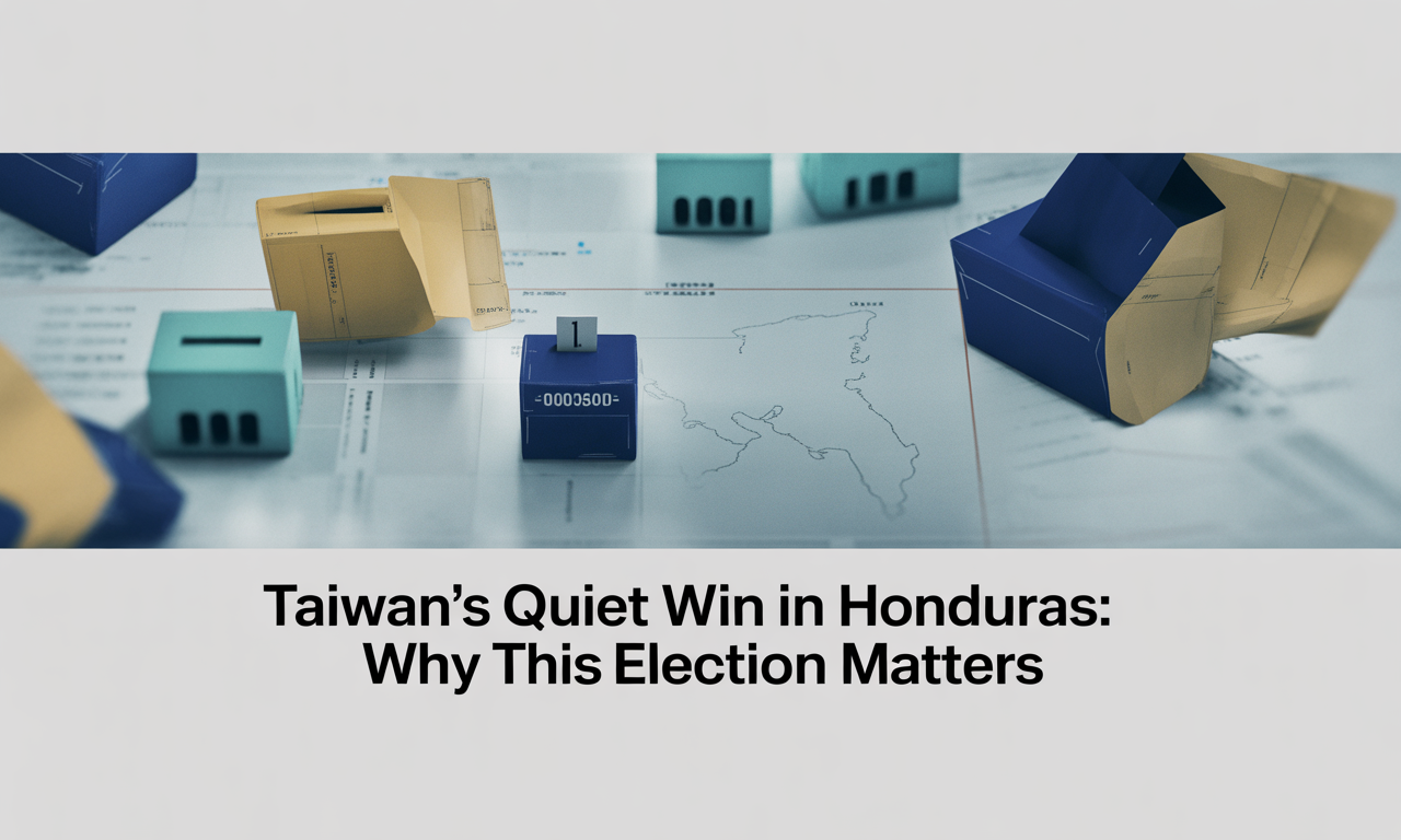 Taiwan the winner in Honduras shown through a business-style election scene highlighting shifting diplomatic ties