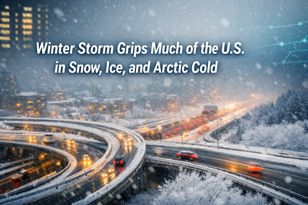 Winter storm grips US as snow and ice disrupt travel, flights, and business operations across major cities.
