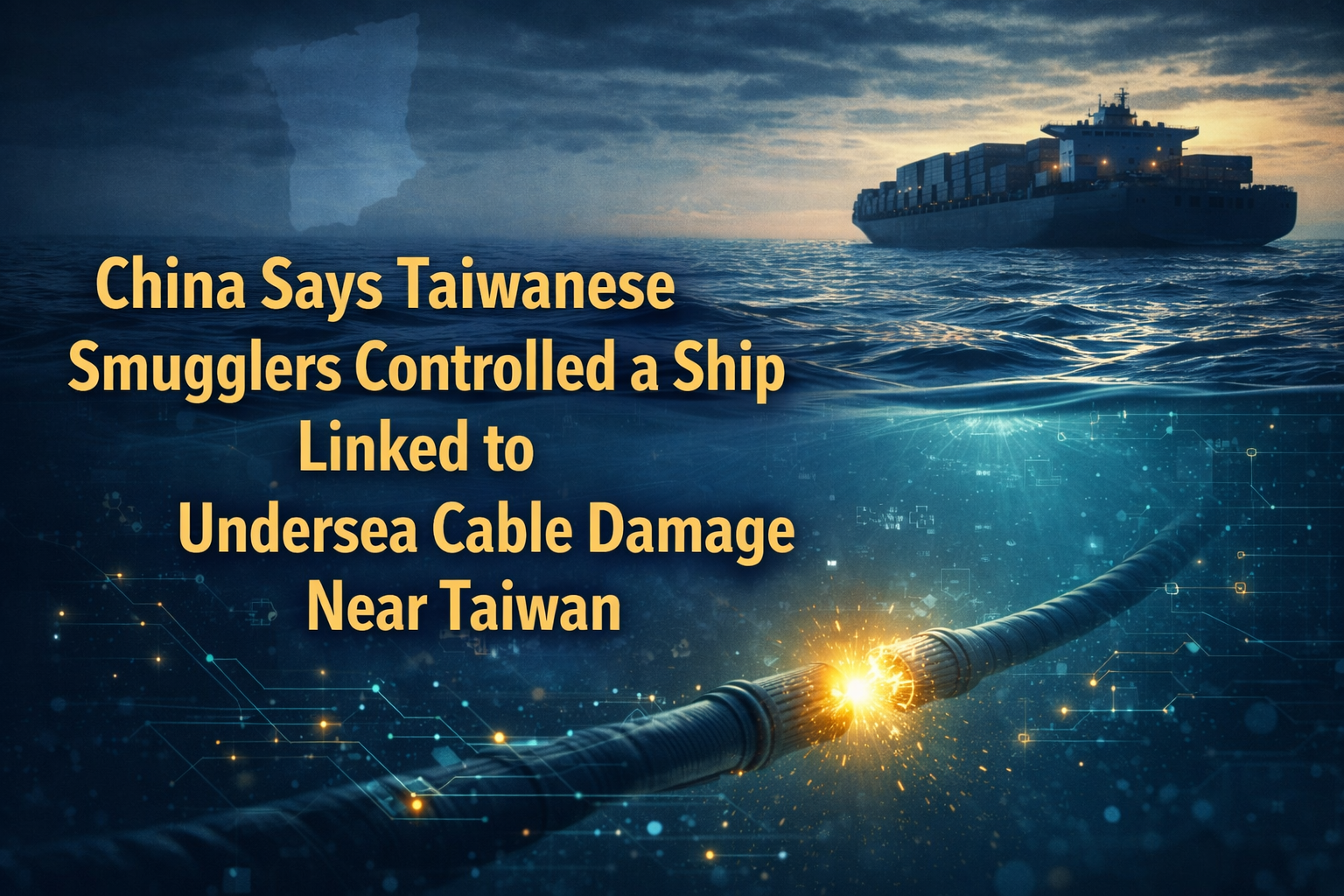 China says Taiwanese smugglers controlled a ship linked to undersea cable damage near Taiwan, raising concerns about critical internet infrastructure.