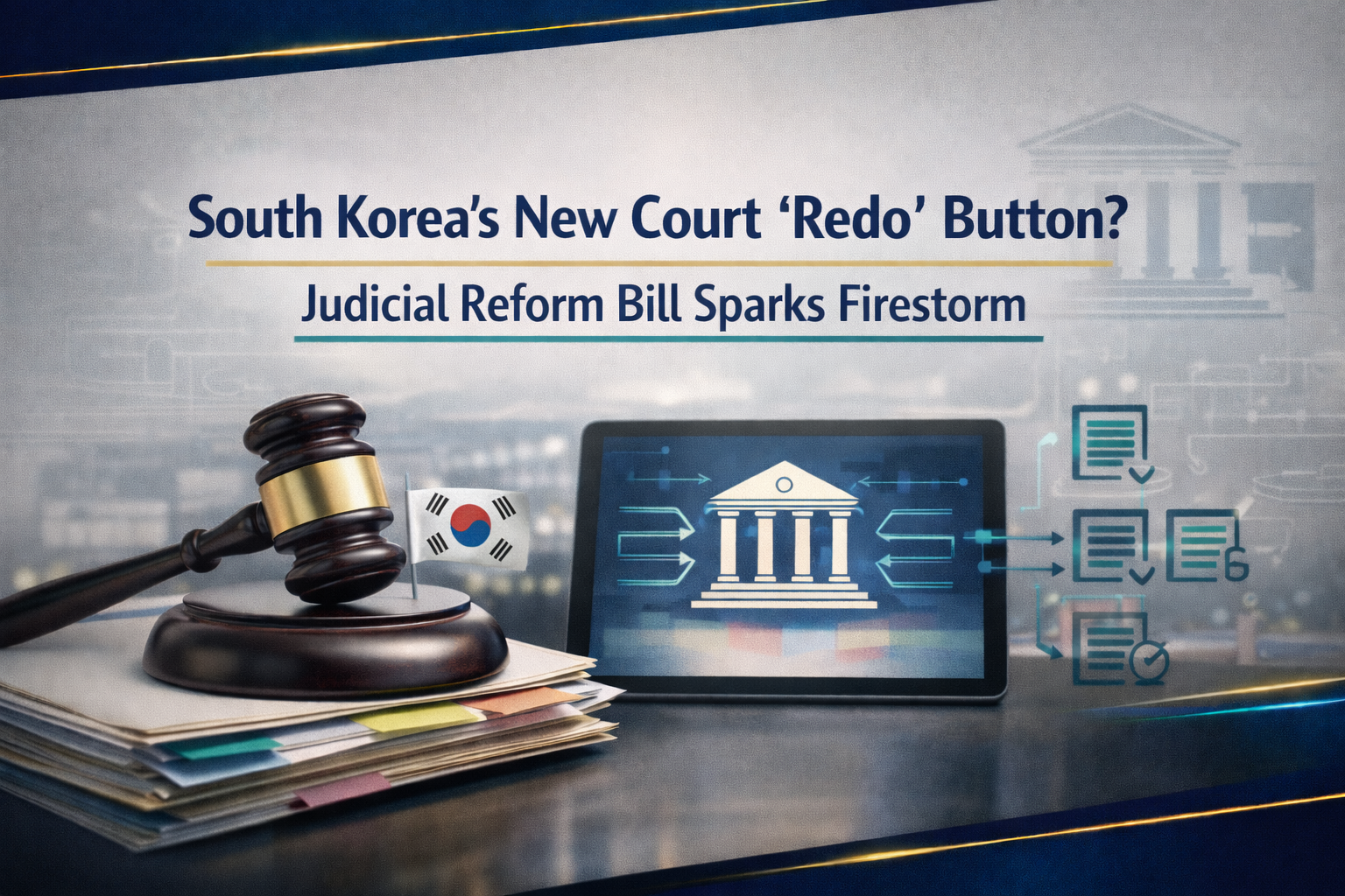 Banner image for constitutional complaints against court decisions showing legal documents, a gavel, and a modern court-process graphic in navy and gold.